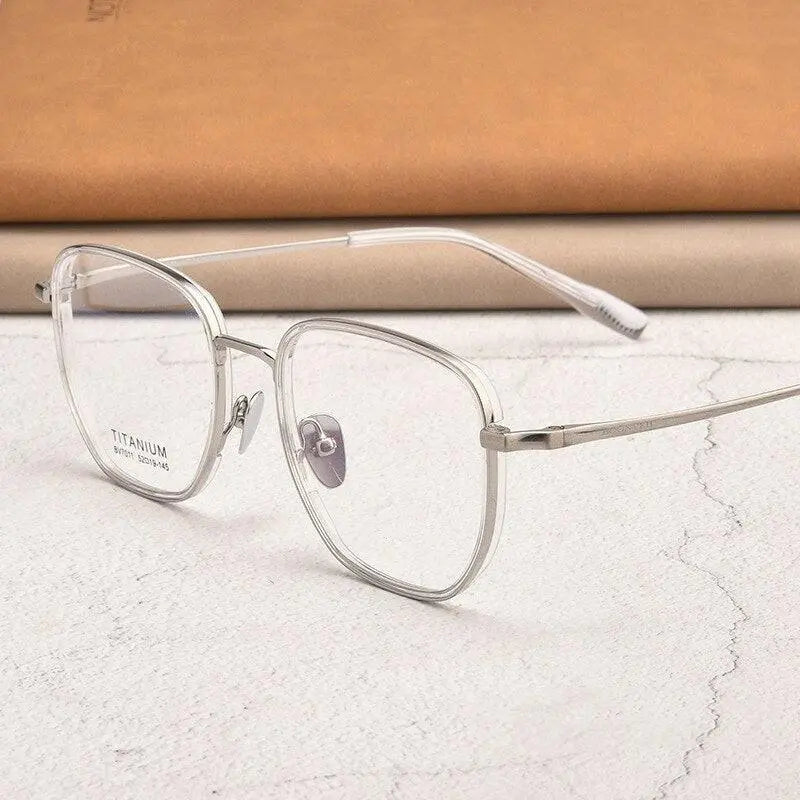Unisex Square Full Rim Titanium Prescription Glasses Bv7011b — view 5 | Rx Spectacle