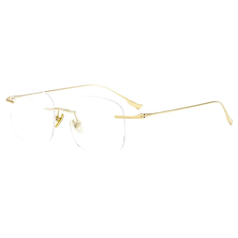 Women's Oval Rimless Titanium Flat Top Prescription Glasses 113636 — view 7 | Rx Spectacle