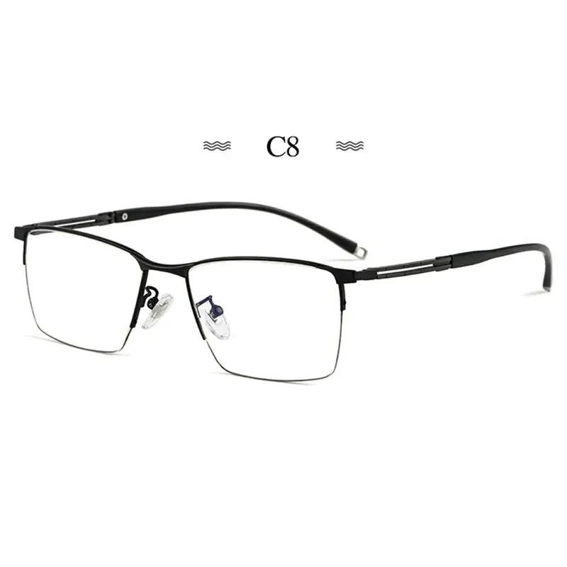 Unisex Square Semi-Rimless Titanium Prescription Glasses 860247 — view 4 | Rx Spectacle