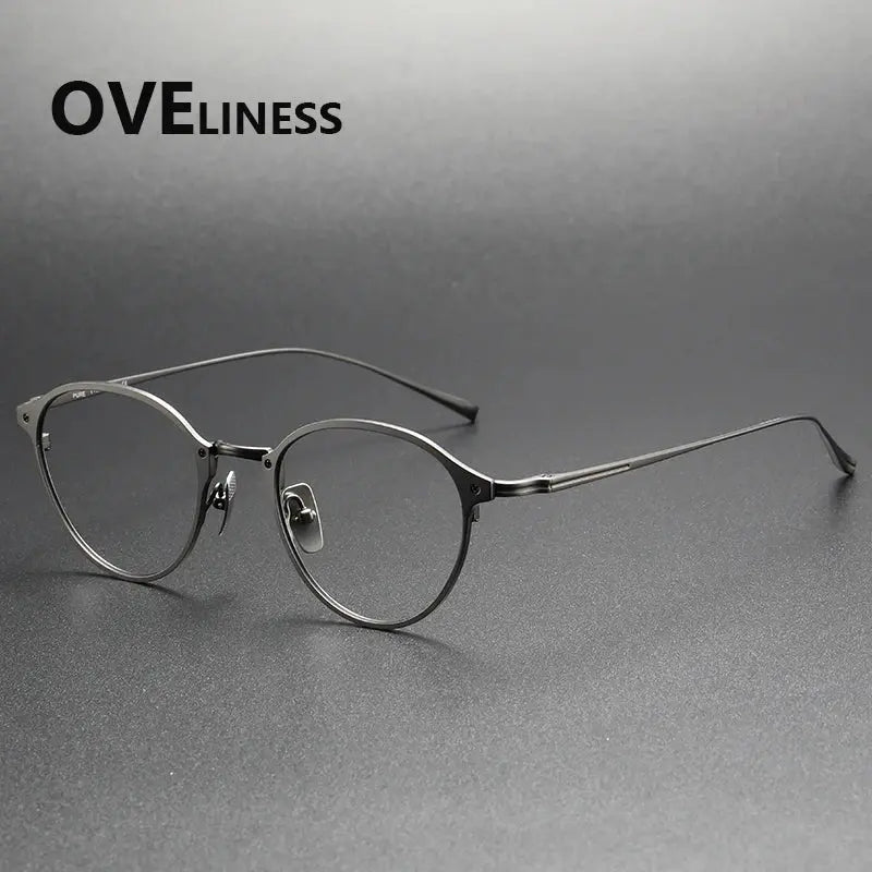 Men's Round Full Rim Titanium Prescription Glasses 642040 — view 3 | Rx Spectacle