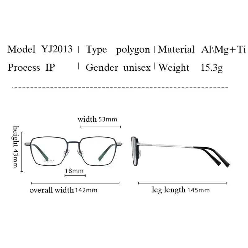 Unisex Square Full Rim Titanium Prescription Glasses 201300 — view 2 | Rx Spectacle