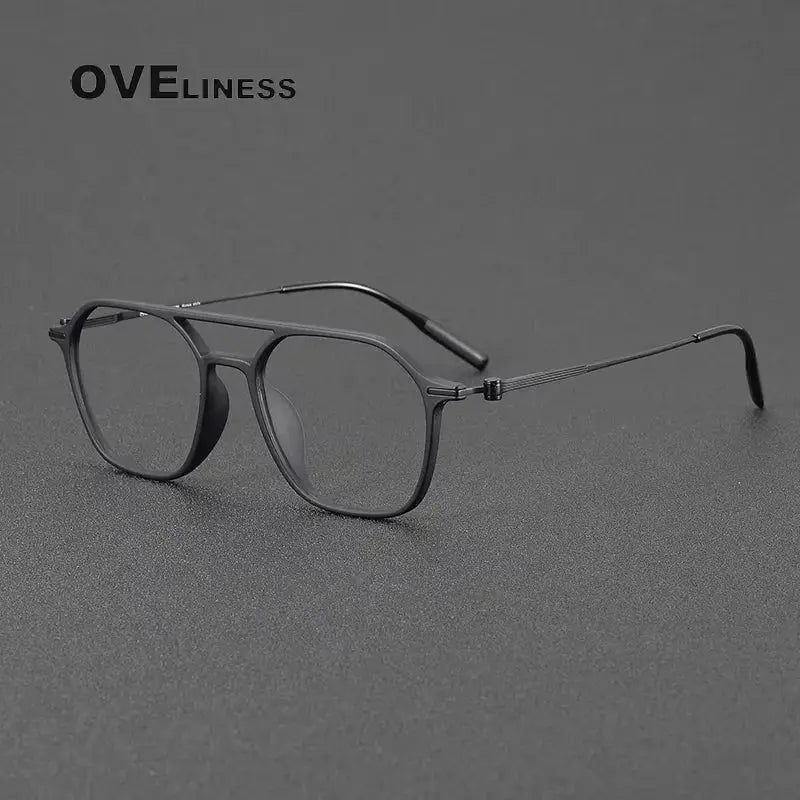 Women's Square Full Rim Titanium Double Bridge Prescription Glasses 398671 — view 4 | Rx Spectacle