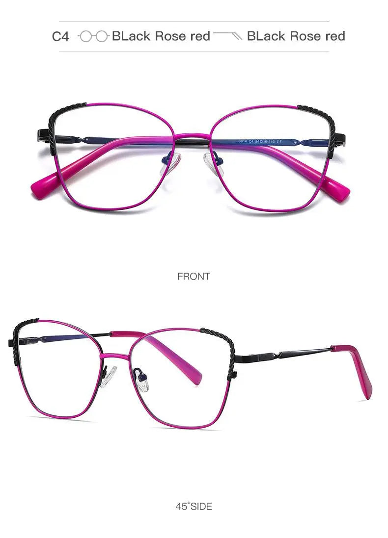 Women's Cat Eye Full Rim Alloy Prescription Glasses 3014 — view 20 | Rx Spectacle