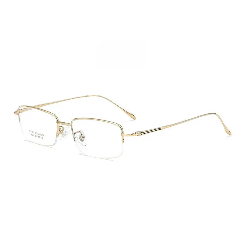 Men's Square Semi-Rimless Titanium Prescription Glasses Y8039 — view 8 | Rx Spectacle