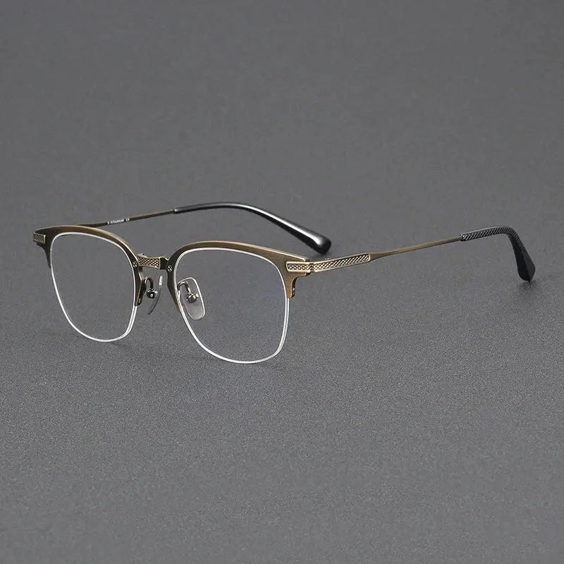 Unisex Square Semi-Rimless Titanium Oversized Prescription Glasses 396424 — view 5 | Rx Spectacle