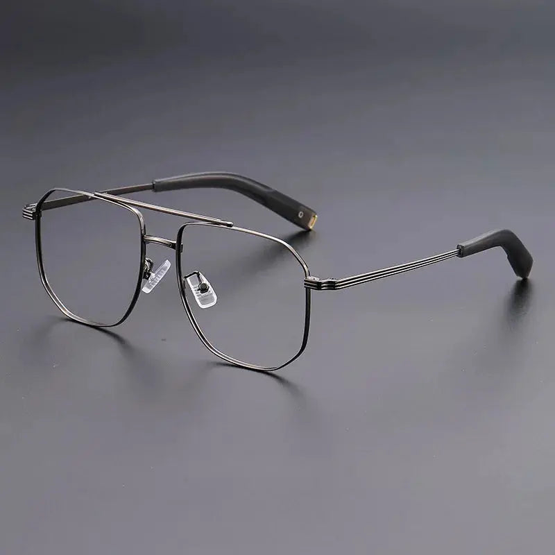 Men's Square Full Rim Titanium Double Bridge Prescription Glasses 94247 — view 3 | Rx Spectacle