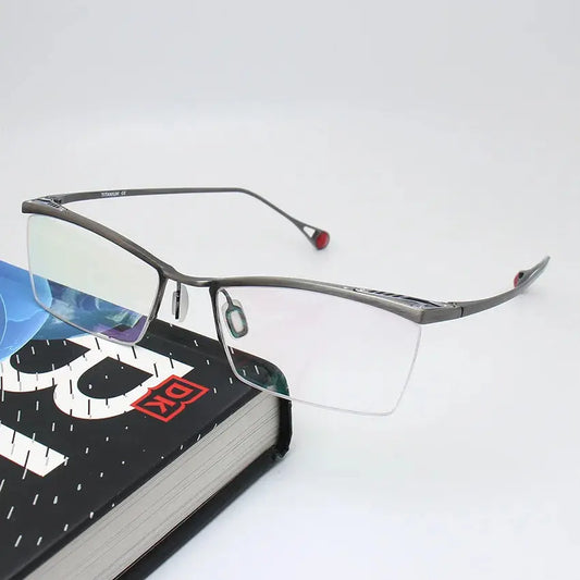 Men's Browline Semi-Rimless Titanium Prescription Glasses 195113 — view 1 | Rx Spectacle