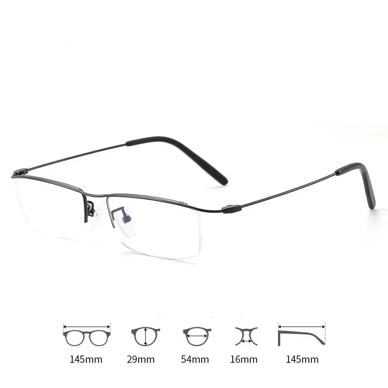 Unisex Browline Semi-Rimless Titanium Prescription Glasses 6688 — view 5 | Rx Spectacle