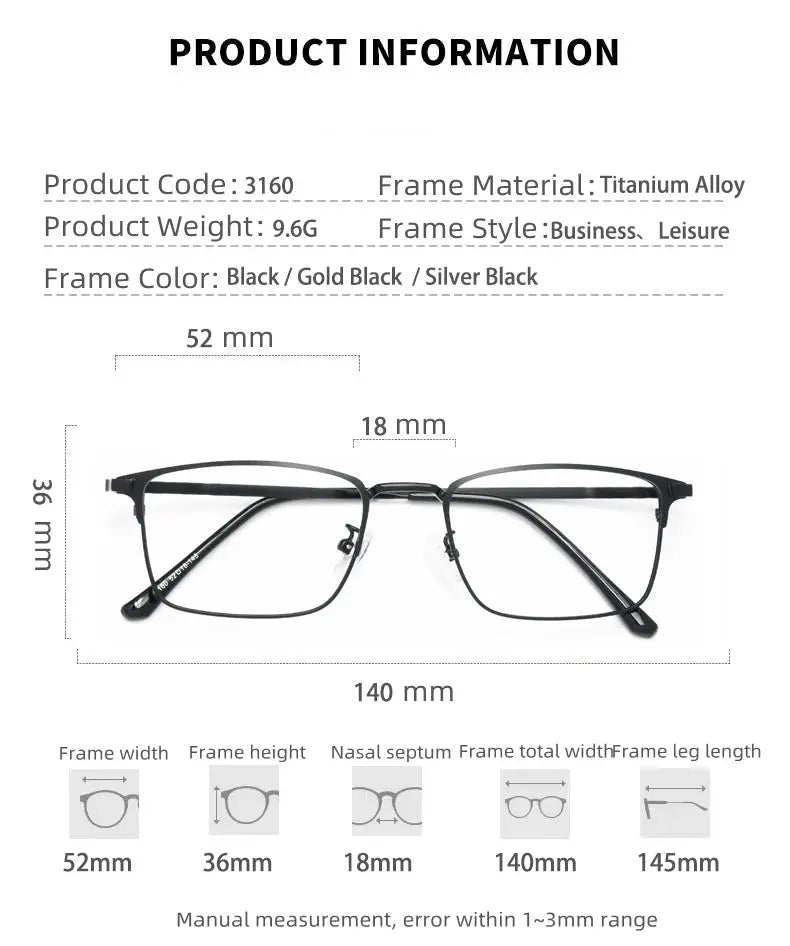Unisex Square Full Rim Alloy Reading Glasses 3160 — view 9 | Rx Spectacle