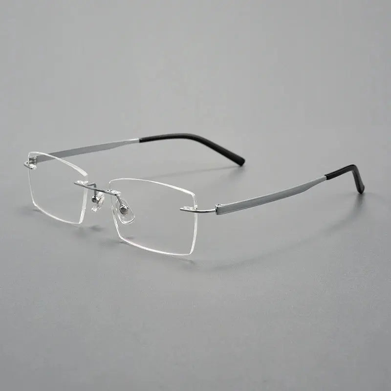 Men's Square Rimless Titanium Prescription Glasses 15802 — view 3 | Rx Spectacle