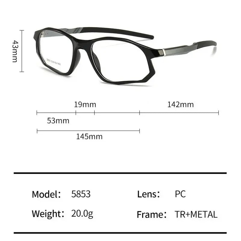 Unisex Square Full Rim TR90 Sports Glasses 5853 — view 2 | Rx Spectacle