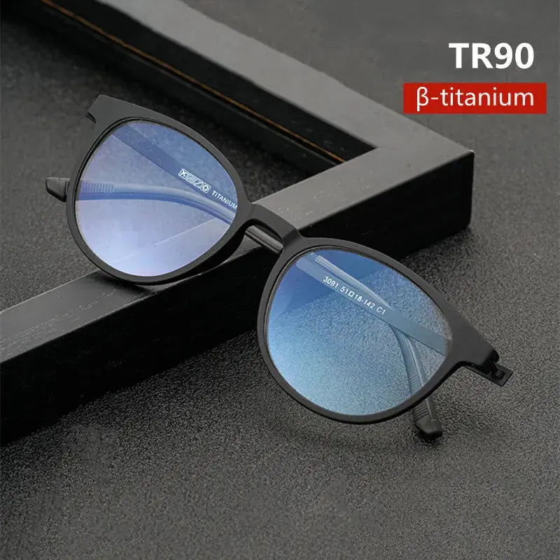 Unisex Round Full Rim Titanium Reading Glasses 23091 — view 1 | Rx Spectacle