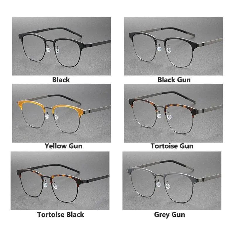 Unisex Square Full Rim Titanium Prescription Glasses 9849 — view 9 | Rx Spectacle