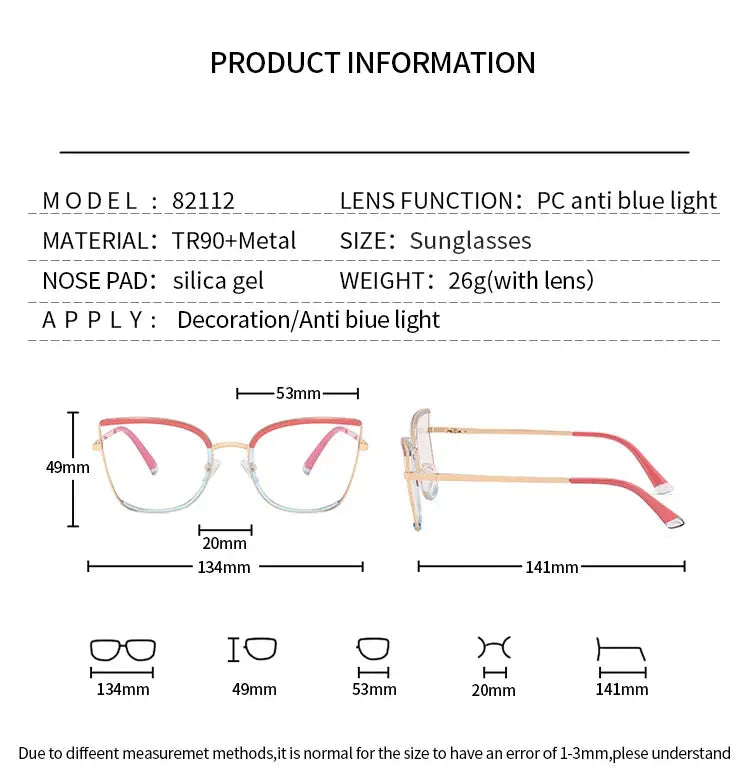 Women's Cat Eye Full Rim TR90 Prescription Glasses 82112 — view 15 | Rx Spectacle