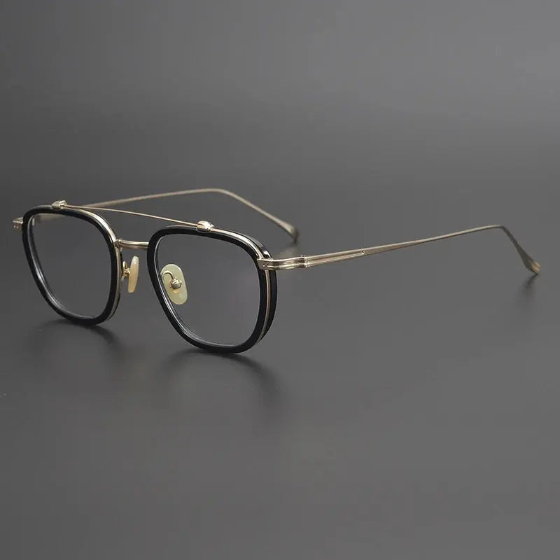 Unisex Square Full Rim Titanium Double Bridge Prescription Glasses 9025 — view 2 | Rx Spectacle