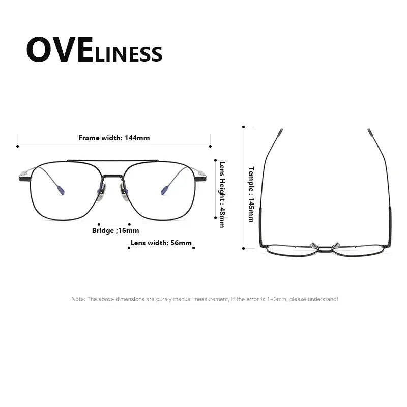 Men's Square Full Rim Titanium Double Bridge Prescription Glasses 81018 — view 2 | Rx Spectacle