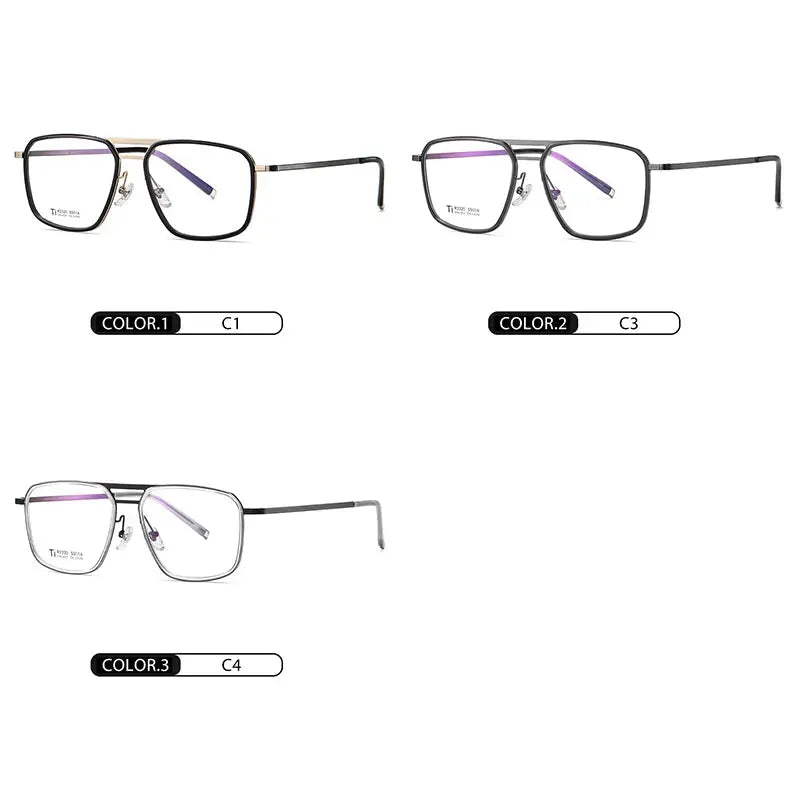 Unisex Square Full Rim Titanium Double Bridge Prescription Glasses 72320 — view 5 | Rx Spectacle