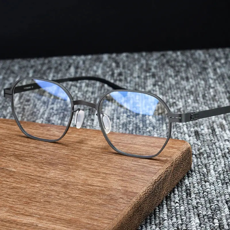 Unisex Polygon Full Rim Titanium Screwless Prescription Glasses 80993 — view 4 | Rx Spectacle