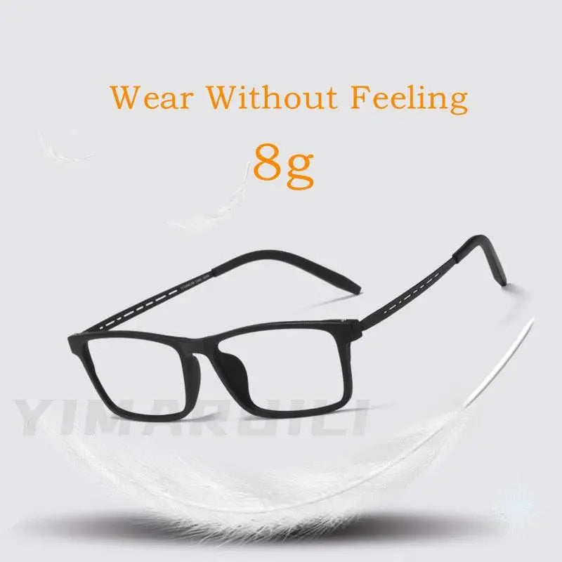 Men's Square Full Rim Titanium Reading Glasses Y8822 — view 8 | Rx Spectacle