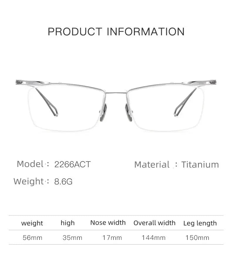 Unisex Browline Semi-Rimless Titanium Prescription Glasses 2266 — view 5 | Rx Spectacle