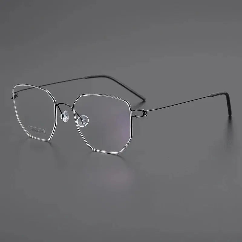 Unisex Irregular Full Rim Titanium Screwless Prescription Glasses 14020 — view 4 | Rx Spectacle