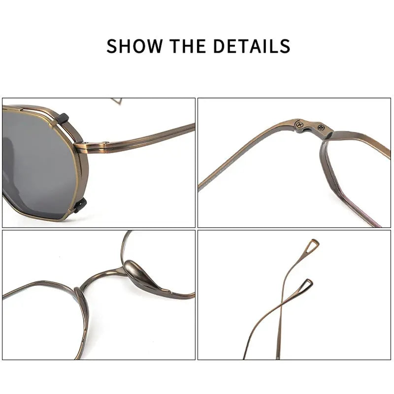 Women's Polygon Full Rim Titanium Clip-On Prescription Glasses 634152 — view 2 | Rx Spectacle
