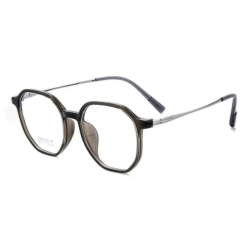 Unisex Oval Full Rim Titanium Flat Top Prescription Glasses 8603 — view 6 | Rx Spectacle