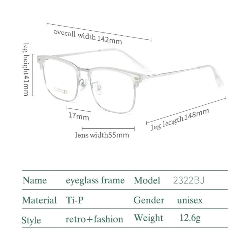 Men's Square Full Rim Titanium Prescription Glasses 232244 — view 2 | Rx Spectacle