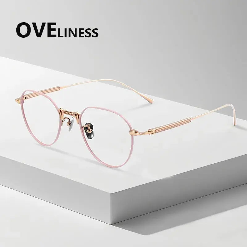 Women's Oval Full Rim Titanium Flat Top Prescription Glasses 927101 — view 3 | Rx Spectacle
