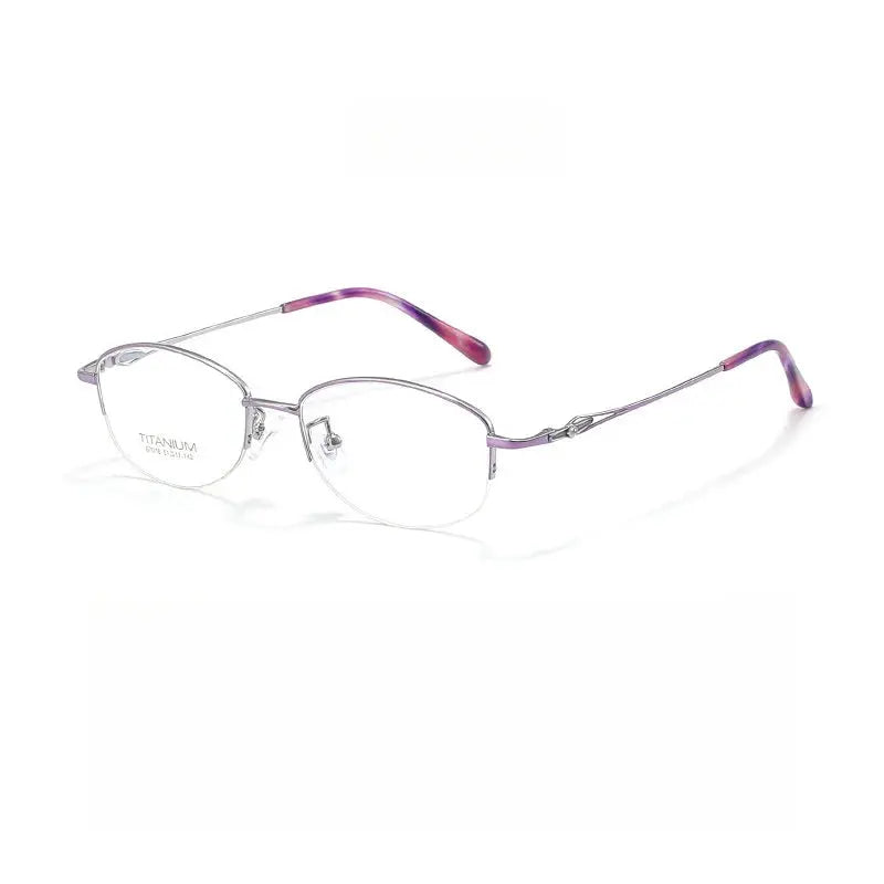 Women's Square Semi-Rimless Titanium Prescription Glasses Y7016 — view 10 | Rx Spectacle