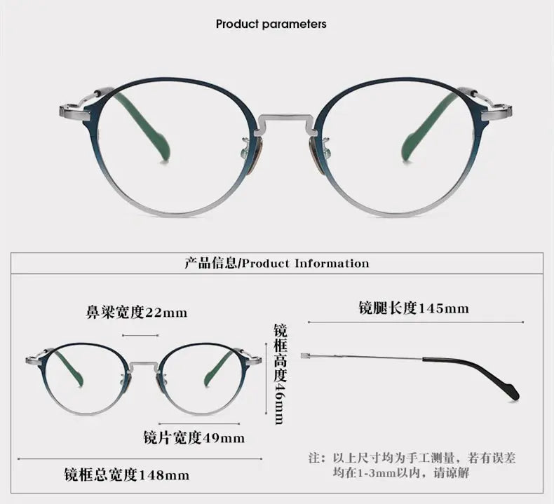 Unisex Oval Full Rim Titanium Prescription Glasses 60046 — view 2 | Rx Spectacle