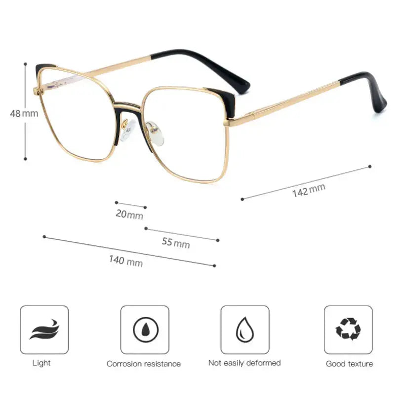Women's Cat Eye Full Rim Alloy Prescription Glasses 195822 — view 2 | Rx Spectacle