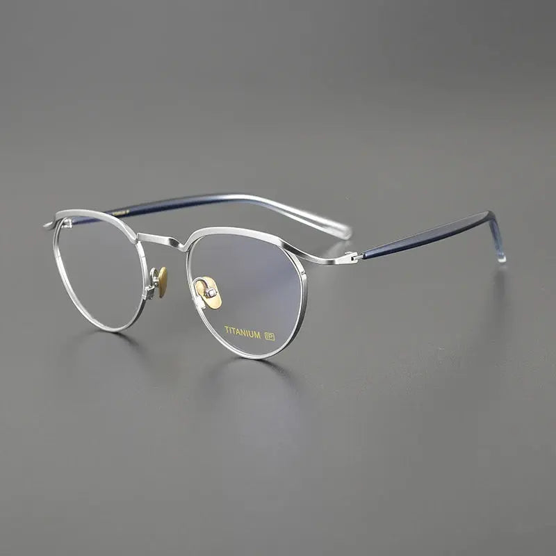 Unisex Round Full Rim Titanium Prescription Glasses Kv127 — view 3 | Rx Spectacle