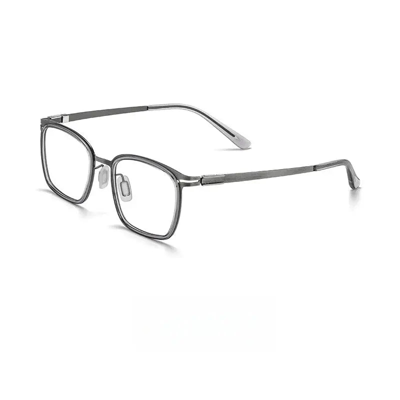Unisex Square Full Rim Titanium Prescription Glasses Y7910 — view 10 | Rx Spectacle