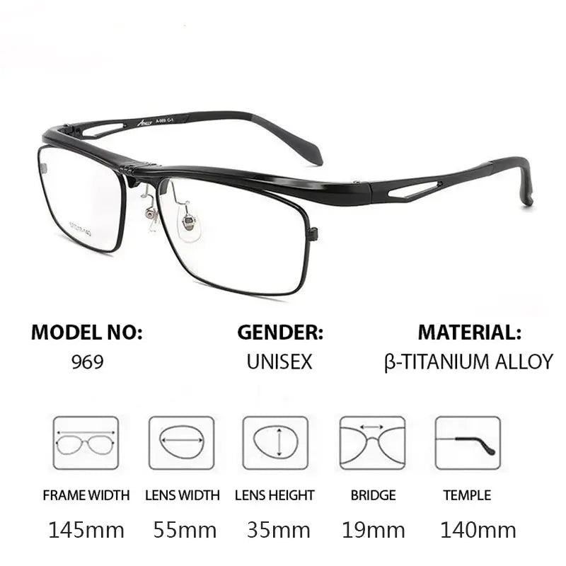 Unisex Square Semi-Rimless Titanium Prescription Glasses 966905 — view 2 | Rx Spectacle