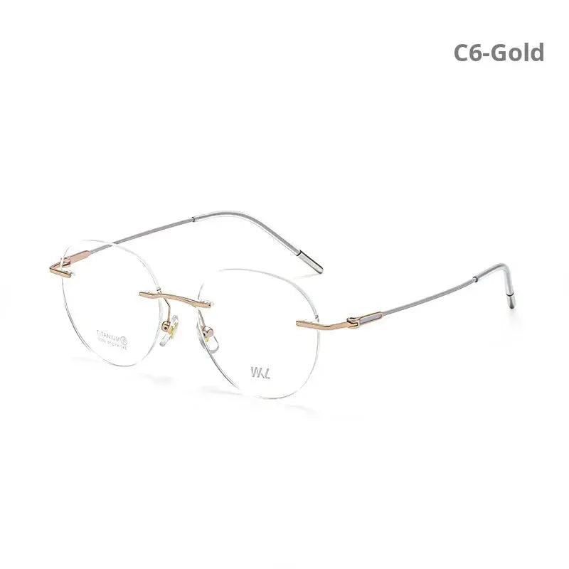 Women's Round Rimless Titanium Flat Top Prescription Glasses 729302 — view 3 | Rx Spectacle