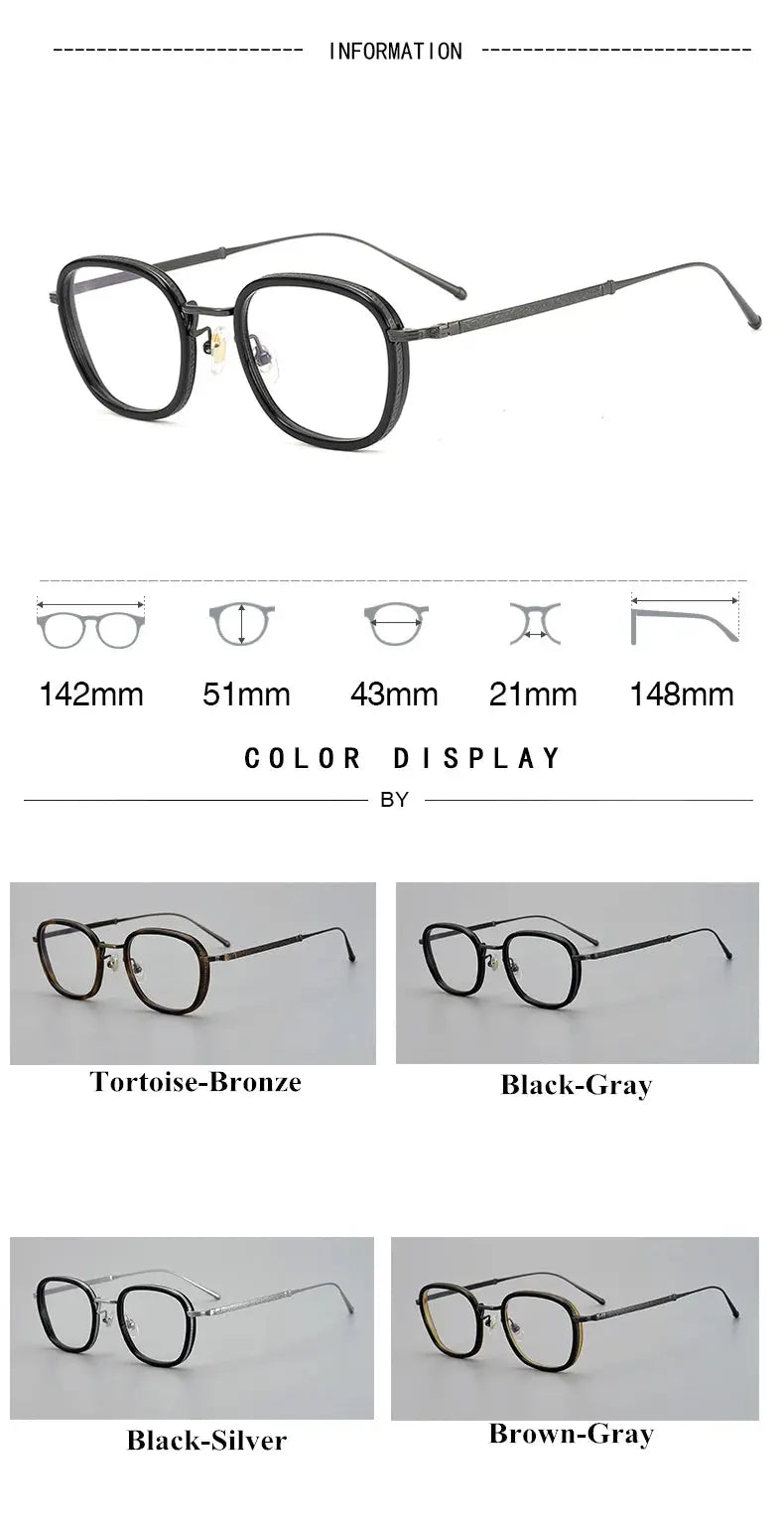 Unisex Square Full Rim Titanium Prescription Glasses 195910 — view 2 | Rx Spectacle