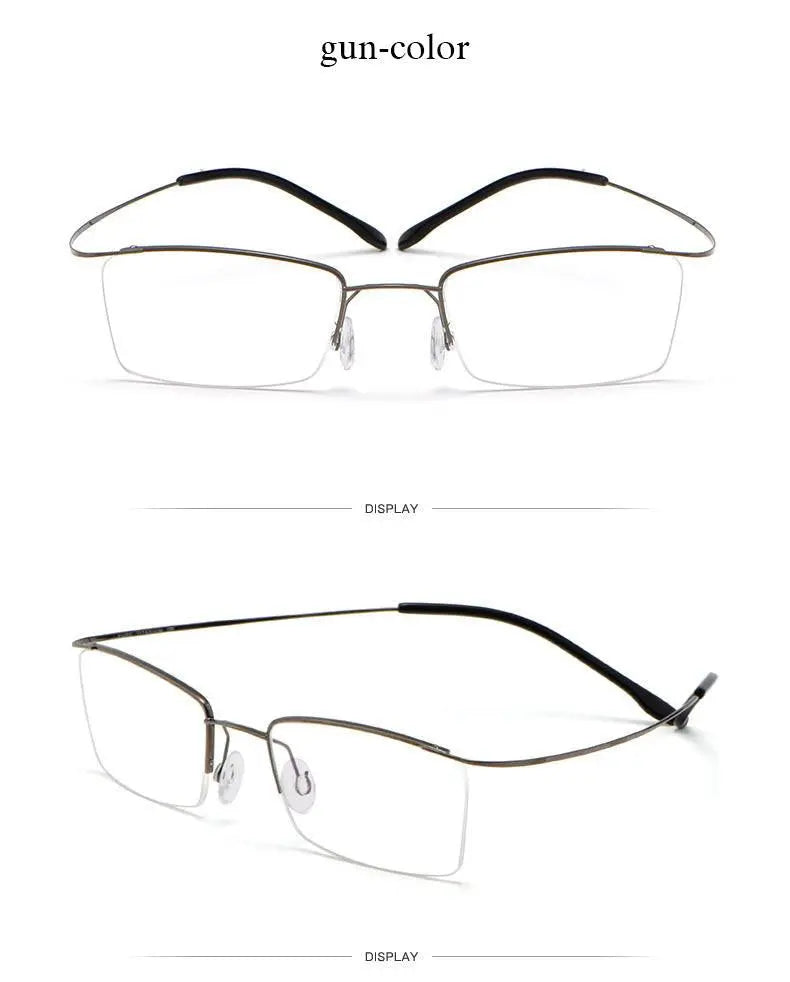 Men's Rectangular Semi-Rimless Titanium Prescription Glasses 30004 — view 12 | Rx Spectacle