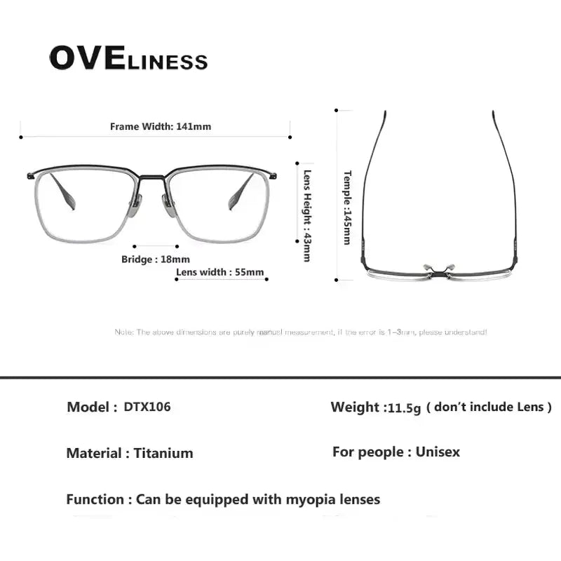 Men's Square Full Rim Titanium Prescription Glasses 614106 — view 2 | Rx Spectacle