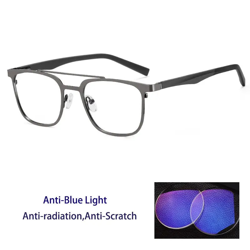 Women's Square Full Rim Alloy Double Bridge Reading Glasses 91362 — view 13 | Rx Spectacle