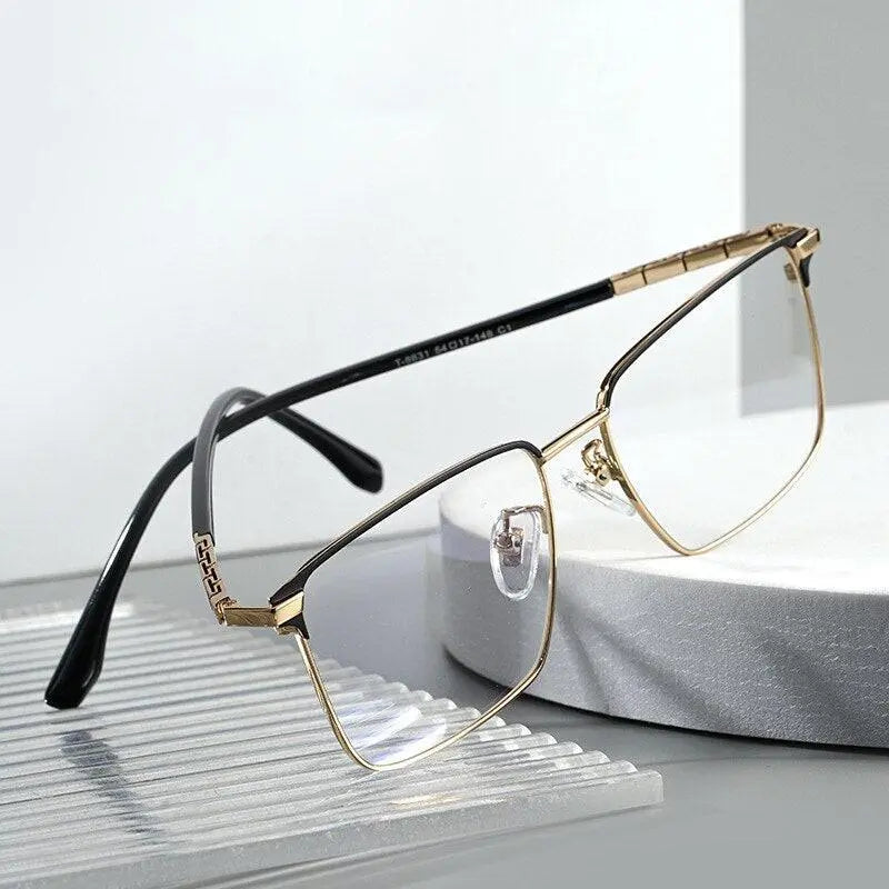 Men's Square Full Rim Titanium Prescription Glasses T8631t — view 1 | Rx Spectacle
