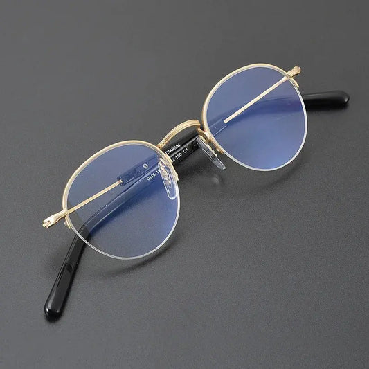 Unisex Oval Semi-Rimless Titanium Prescription Glasses 517110 — view 1 | Rx Spectacle