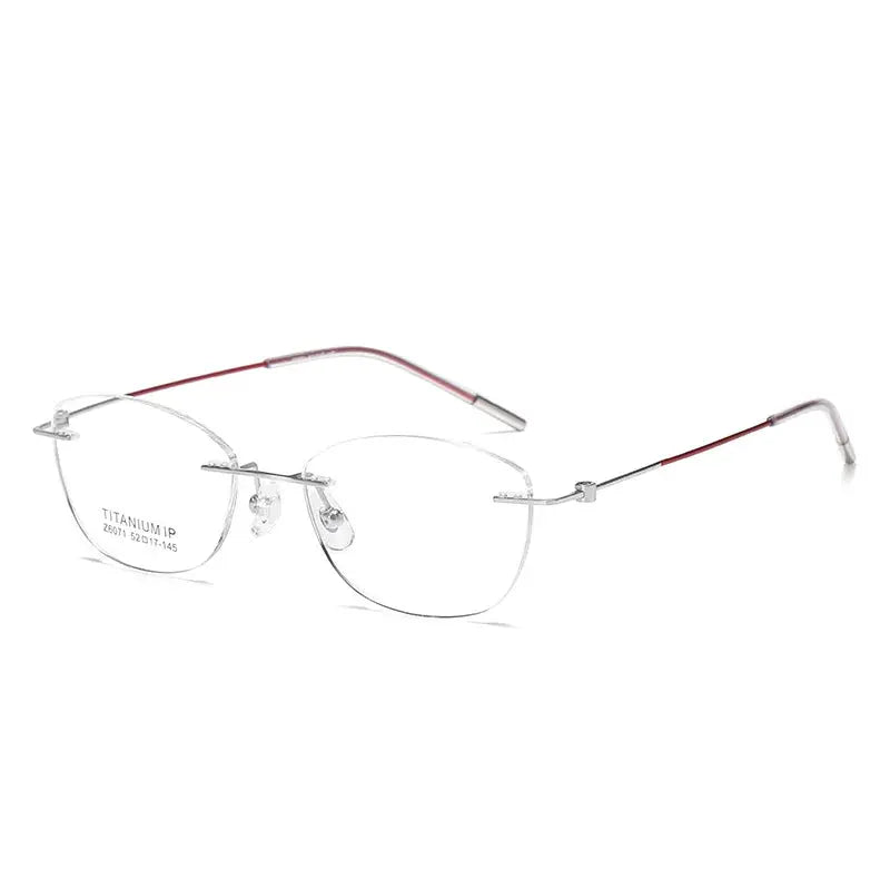 Women's Cat Eye Rimless Titanium Prescription Glasses 56071 — view 4 | Rx Spectacle