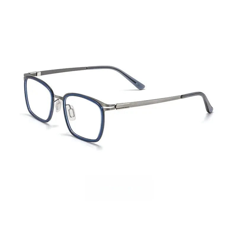 Unisex Square Full Rim Titanium Prescription Glasses Y7910 — view 11 | Rx Spectacle
