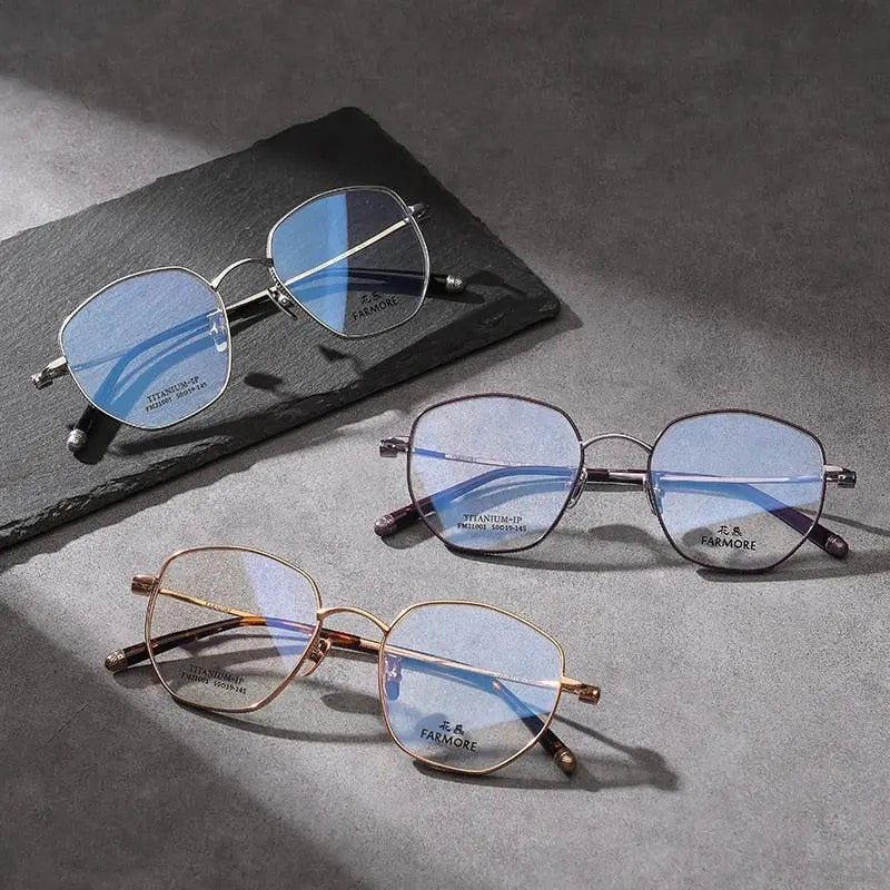 Unisex Polygon Full Rim Titanium Prescription Glasses Fm21001 — view 6 | Rx Spectacle