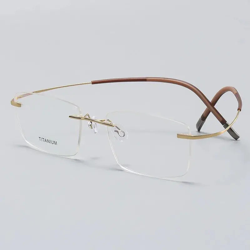 Unisex Square Rimless Titanium Prescription Glasses 87577 — view 4 | Rx Spectacle