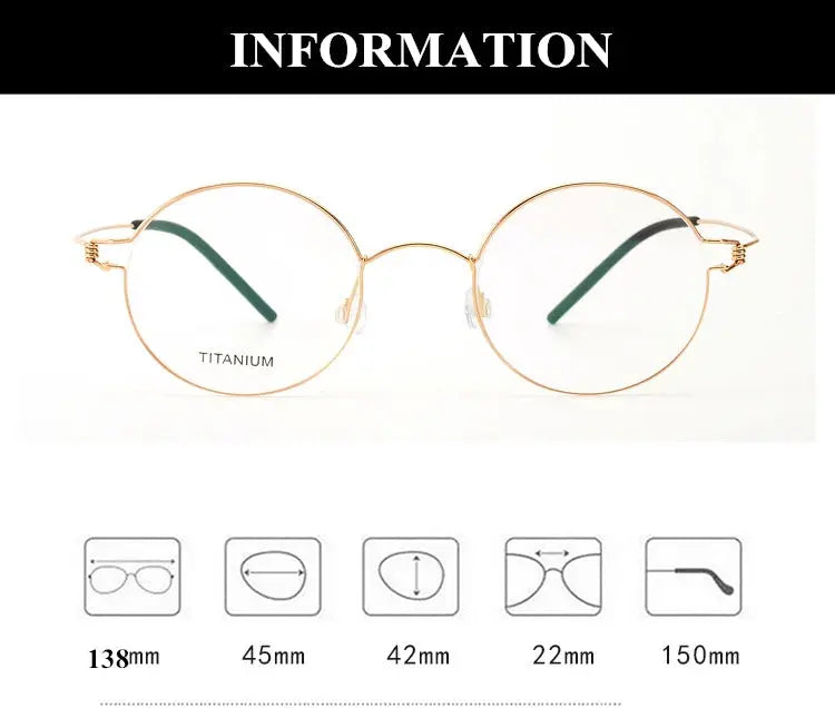 Women's Round Full Rim Titanium Screwless Prescription Glasses 76602 — view 2 | Rx Spectacle