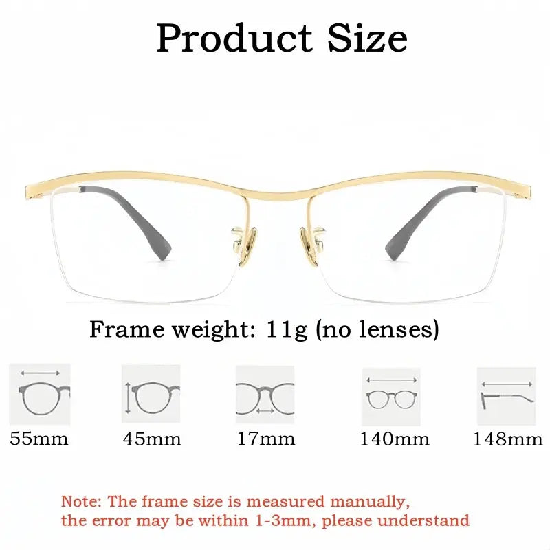 Men's Browline Semi-Rimless Titanium Prescription Glasses 80161 — view 2 | Rx Spectacle