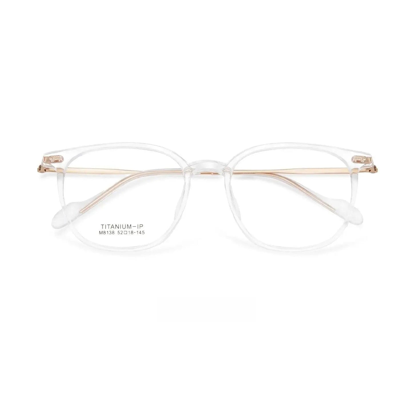 Unisex Square Full Rim Titanium Prescription Glasses M8138 — view 10 | Rx Spectacle