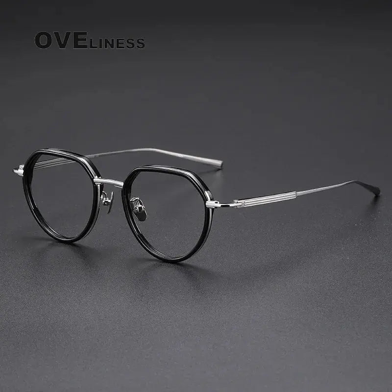 Unisex Round Full Rim Titanium Flat Top Prescription Glasses O6701 — view 2 | Rx Spectacle